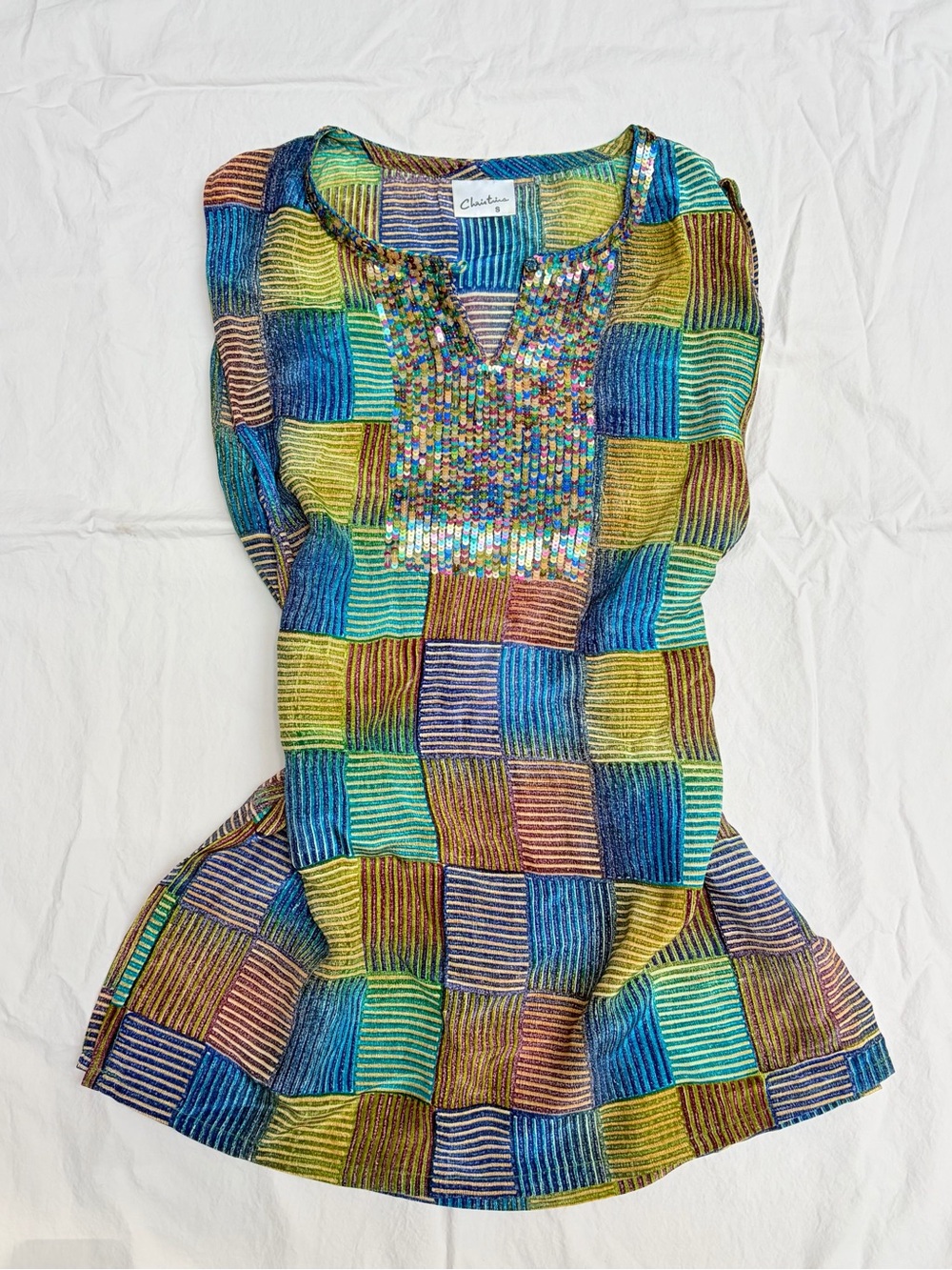 Christina Multicolor Silk Sequin Tank Top